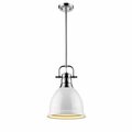 Golden Lighting Duncan Small Pendant with Rod in Chrome with White Shade 3604-S CH-WH